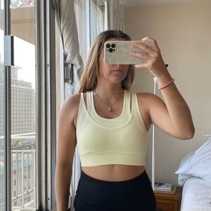 Yellow Ribbed Crop Top